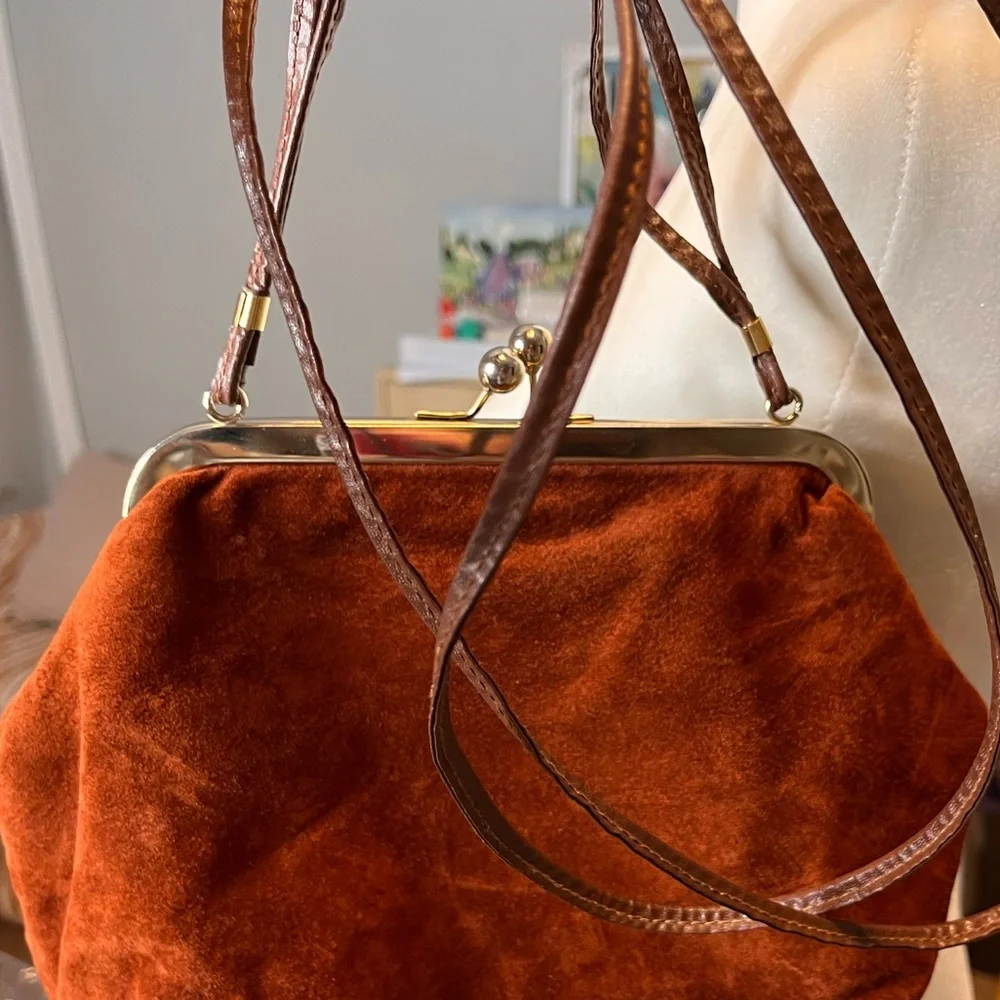 Kisslock purse Daniela sweet rust orange Italian crossbody clutch bag